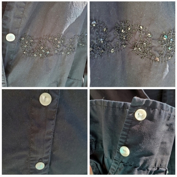 Vintage BILL BLASS Jeanswear Sequin Embroidered Casual Cotton Button-down - Picture 10 of 16